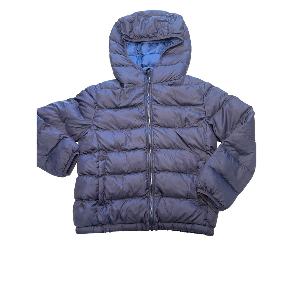 Uniqlo Kids Navy Blue Light Puffer Jacket Hooded Quilted Coat Size 5-6